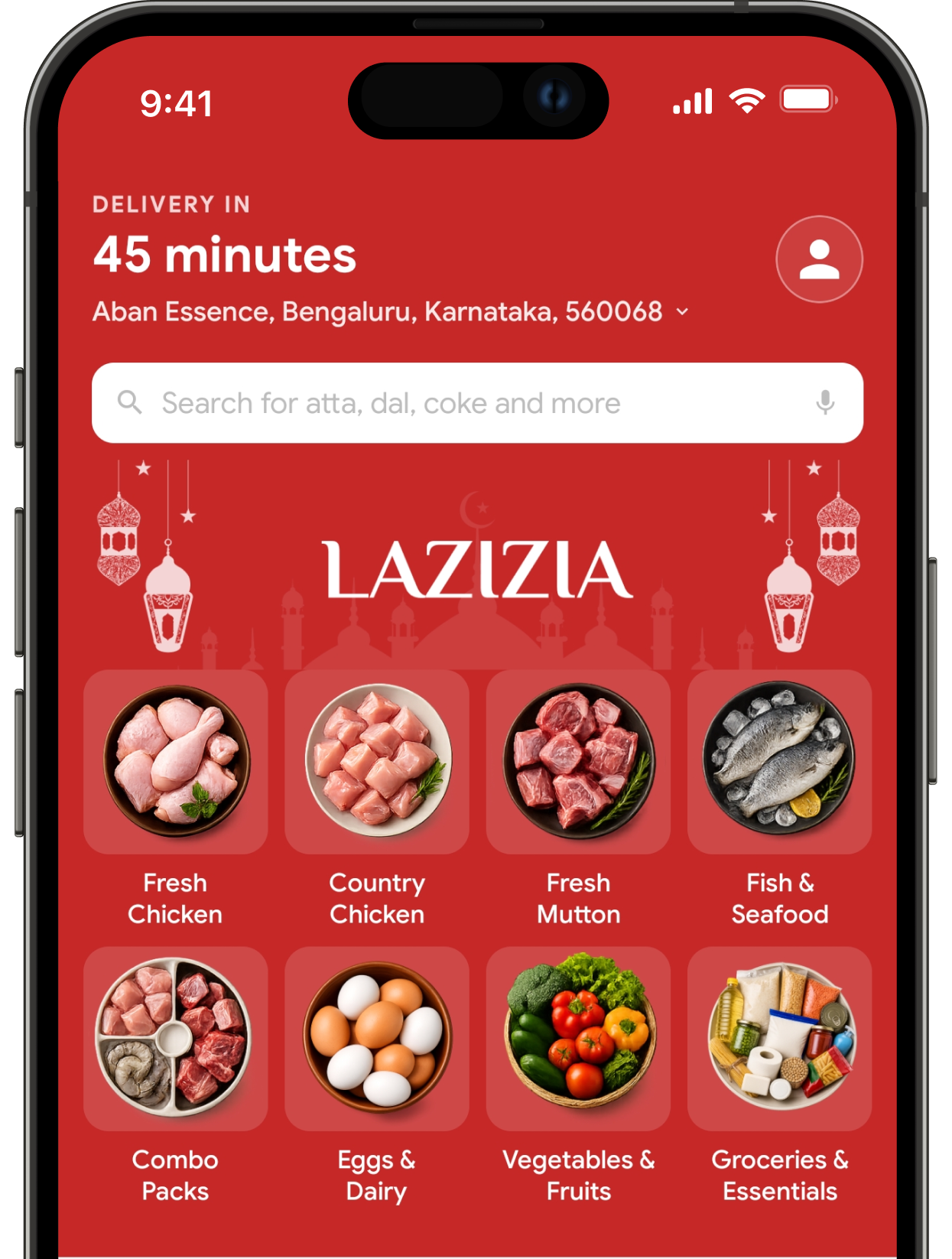 Lazizia app — order fresh halal chicken, mutton and seafood online in Bangalore